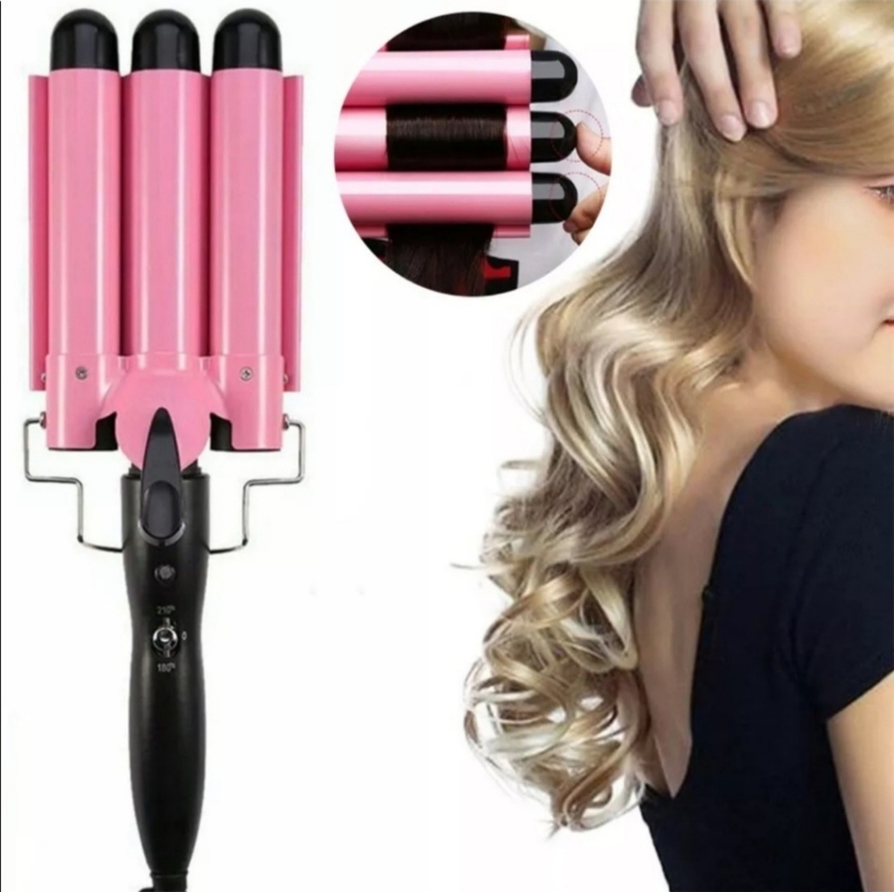 Triple 3 Barrel Ceramic Hair Crimper Iron Salon Styler Curling Curler Waver Tool